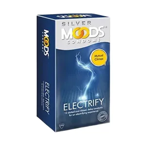 Moods Silver Electrify Ribbed Dotted Climax Delay Condoms