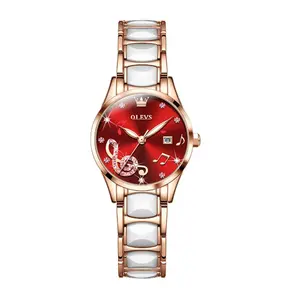 Olevs 3605 Luxury Quartz Rhinestone Ceramics Strap Wristwatch - Variant 3