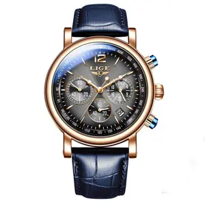 LIGE 8927 Analog Premium Leather Strap Men's Luxury Watch