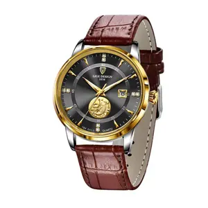 LIGE 10050 Exclusive Analog Goldfish Leather Strap Luxury Men's Watch - Variant 3