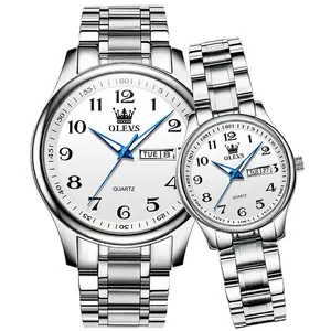 OLEVS 5567 Royal Stainless Steel Waterproof Chronograph Couple's Watch with Luminous - Variant 2