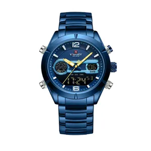 Naviforce 9232 Luxury Stainless Steel Strap Analog Digital Sports Men's Watch