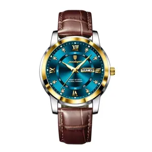 Poedagar 936L Luxury Waterproof Luminous Leather Men's Watch
