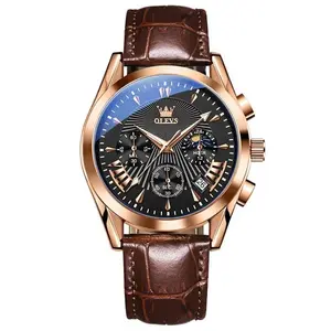 OLEVS 2876 Luxury Leather Strap Chronograph Analog Quartz Wristwatch for Men - Variant 2