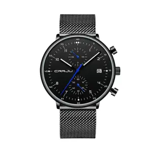 CRRJU 2278 Comfortable Mesh Stainless Steel Ultra Slim Modern Fashion Men's Watch