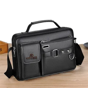 Genuine Leather Detachable Shoulder Strap Laptop Messenger Bag