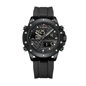 Naviforce NF9221 Lavish Silicon Rubber  Dual Time Quartz  Classic Men's Watch