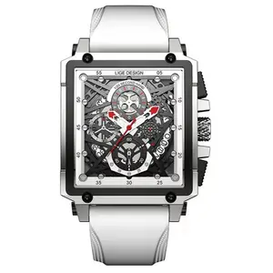 LIGE 8935 Exclusive Square Dial Analog Hollow Luxury Men's Watch - Variant 4