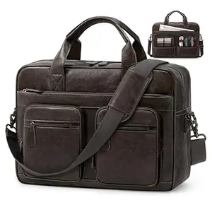 RAINSMORE 15.6 Inch Men PU Vegan Leather Waterproof Office Work Bag - Variant 2