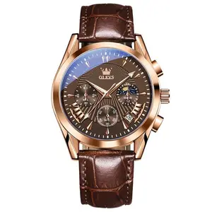 OLEVS 2876 Luxury Leather Strap Chronograph Analog Quartz Wristwatch for Men - Variant 3