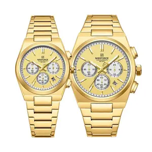 Naviforce NF8048 High Quality Stainless Steel Chronograph Classic Stylish Couple's Watch - Variant 4