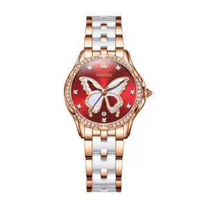 OLEVS 5610 Beauty Dial Luminous Steel Ceramic Bracelet Women Watch