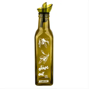 HEREVIN 151431-068 Square Oil and Vinegar Bottle 500ml Green Borosilicate Glass Drip