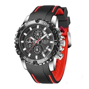 LIGE 10027 Premium PU Leather Analog Sporty Men's Watch - Variant 4