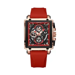 CRRJU 2312 Comfortable Silicone Band Multifunctional Skeleton Dial Sports Men's Watch