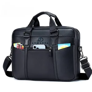 Genuine Leather Briefcase Type Laptop Document Carry A4 Messenger Bag