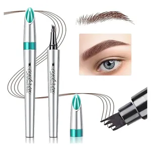 QIC Eyebrow Pencil with 4 Tip Microblade Eyebrow Pen Waterproof & Smudge-Proof - Black