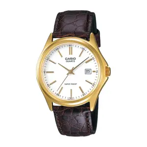 CASIO MTP-1183Q-7ADF Enticer Analogique Gold Dial Pure Leather Strap Watch 