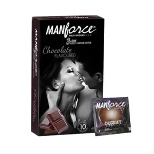 Manforce Wild Condom 3 In1 Chocolate Flavour (10 Pcs Pack) 