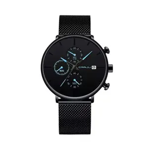 CRRJU 2268 Luxury Black Mesh Steel Band Chronograph Casual Fashion Men’s Watch - Variant 2