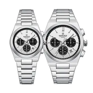 Naviforce NF8048 High Quality Stainless Steel Chronograph Classic Stylish Couple's Watch
