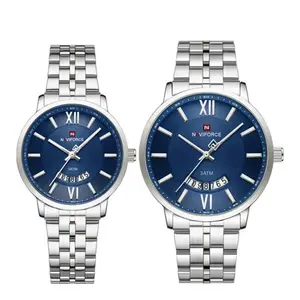 NAVIFORCE NF9238 Modern & Stylish Stainless Steel strap Calendar Analog Couple Watch - Variant 2