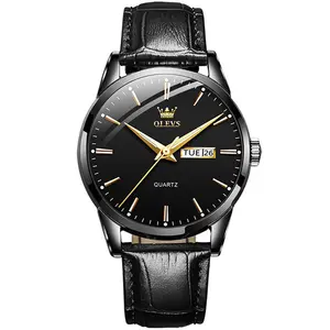 OLEVS 6898 Valentine's Calendar Display Leather Strap Couple's Quartz Watch - Variant 2