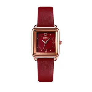 Skmei 1702 Small Square Dial Design Zinc Alloy Case Leather Women Lady Quartz Watch
