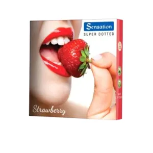 Sensation Super Dotted Strawberry Flavor Condoms for Men 3pcs