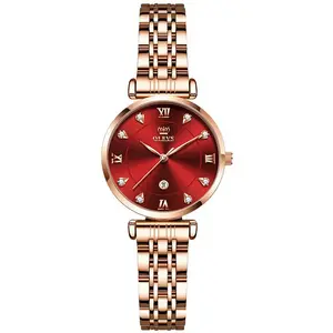 OLEVS 5866 Luxury Stainless Steel Rose Gold Flash Diamond Series Waterproof Women's Wristwatch - Variant 3
