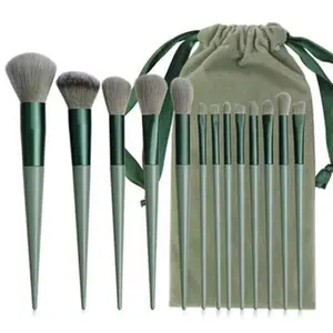 Maange 52022 13pcs Green Makeup Brushes Set With Bag