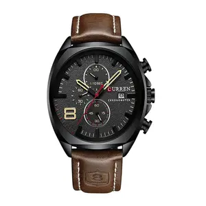 Curren 8324 Genuine Leather Strap Quartz Chronograph Men's Watch - Variant 3