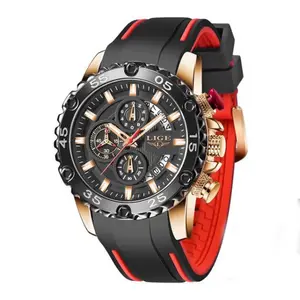 LIGE 10027 Premium PU Leather Analog Sporty Men's Watch - Variant 3