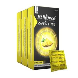 Manforce Overtime Pineapple 3in1 (Ribbed, Contour, Dotted) Condoms - 10s Pack