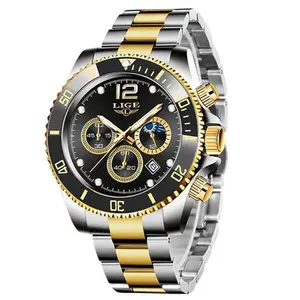 LIGE 8924 Analog Moon Phase High Quality Stainless Steel Men's Watch - Variant 2