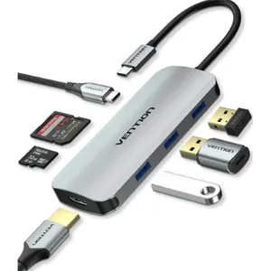 VENTION TOJHB USB-C to HDMI/USB 3.0x3/SD/TF/PD Docking Station