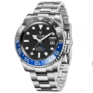 LIGE 6805 Stainless Steel 100ATM Analog Mechanical Casual Men's Watch