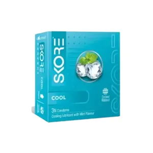 Skore Cool With Mint Sensation Dotted & Ribbed Condom - 3Pcs (India)
