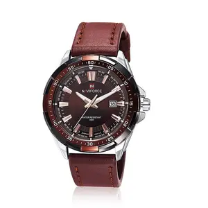 Naviforce NF9056 Comfortable Genuine Leather Strap Quartz Men' Fashion Watch 
