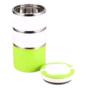Multicolor 3 Container Plastic Snack Tiffin Lunch Box 