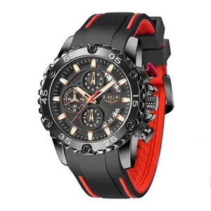 LIGE 10027 Premium PU Leather Analog Sporty Men's Watch
