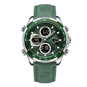 Naviforce NF9197L Comfortable Genuine Leather Strap Dual Display Sport Men's Watch