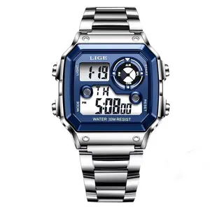 LIGE 8921 Digital Stainless Steel Waterproof Military Men's Watch - Variant 2