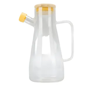 650ML High Borosilicate Glass Oil Bottle with Bamboo Lid