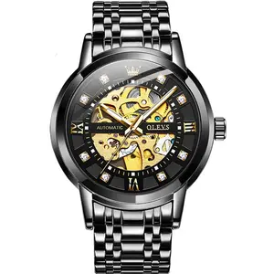 Olevs 9901 Diamond Hour Marker Stainless Steel Hollow Mechanical Men's Watch - Variant 2