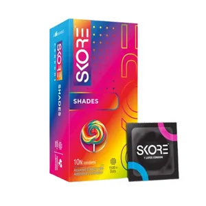 Skore Shades Assorted Colours 1500+ Dotted Condom for Enhanced Pleasure - 10Pcs Pack