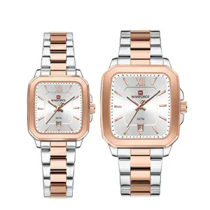 NAVIFORCE NF9239 Square Stainless Steel Water-Resistant Quartz Calendar Elegant Romantic Couple’s Watch - Variant 4