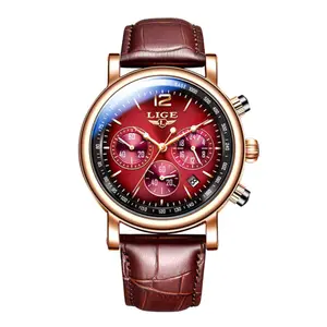 LIGE 8927 Analog Premium Leather Strap Men's Luxury Watch - Variant 3