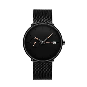 CRRJU 2258 Effortless Sophistication High Quality Black Stainless Steel Simple Casual Men's Watch - Variant 2