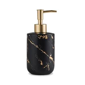 Ceramics Gold Marbling Dish Soap and Lotion Bottle Pump Modern Liquid Soap Dispenser 300ml